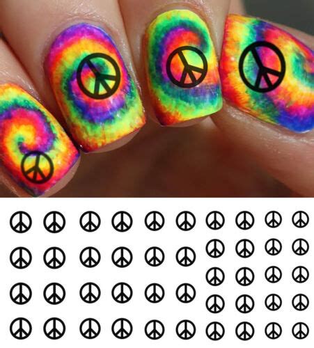 Peace Sign Hippie Nail Art Waterslide Decals Salon Quality Ebay