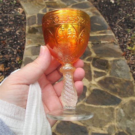 Antique Fenton Marigold Sailboats Carnival Glass Wine or Cordial (Copy ...