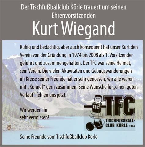 Traueranzeigen Von Kurt Wiegand Trauer Hna De