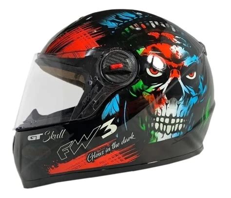 Capacete FW3 GTX Skull Caveira Preto