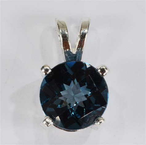 London Blue Topaz Pendant Heavy Sterling Silver Setting Mm