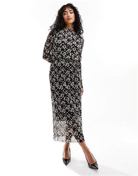 And Other Stories Mesh Midaxi Column Dress In Floral Lace Jacquard Asos