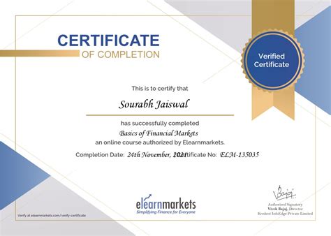 certificate  basics  financial markets