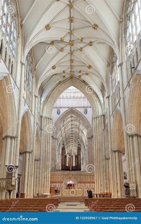 Magnificent Gothic Nave Inside York Minster, Historic Cathedral Built ...