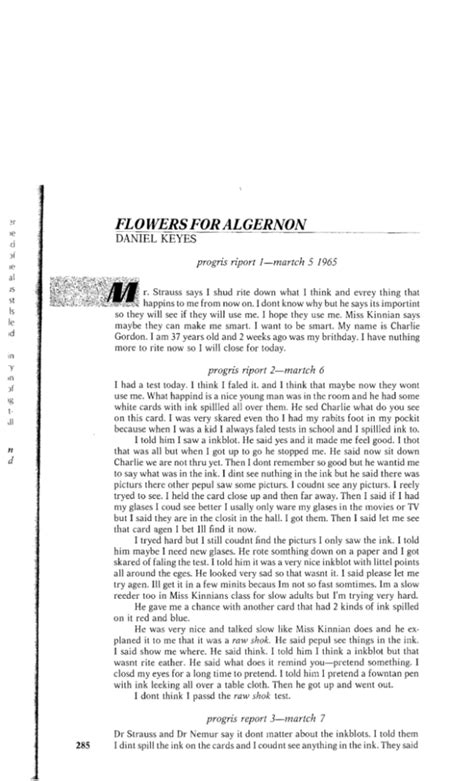 Flowers For Algernon Daniel Keyes Short Story Pdf Best Flower Site