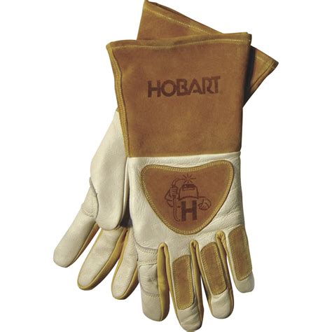 Hobart Premium Form Fitted Welding Gloves — Leather Beige And Brown X