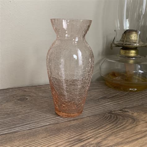 Home And Living Vases Pink Crackle Vase Small Pink Glass Flower Vase Small Vintage Hostess Ts