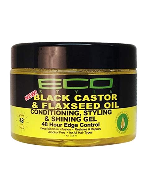 Eco Black Castor And Flaxseed Oil Conditioning Styling And Shining Gel