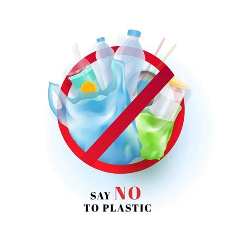 Say No To Plastic Bottles Ban On White Background For Stop Plast Stock