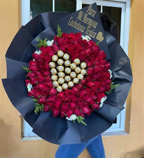 Bouquet Of Roses And Ferrero Rocher Chocolates