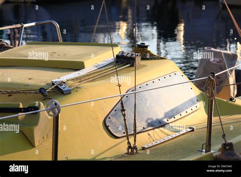 Details Of A Yellow Sailboat Stock Photo Alamy