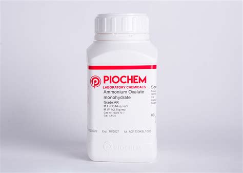 Ammonium Oxalate Monohydrate 500 Gm Piochem Store