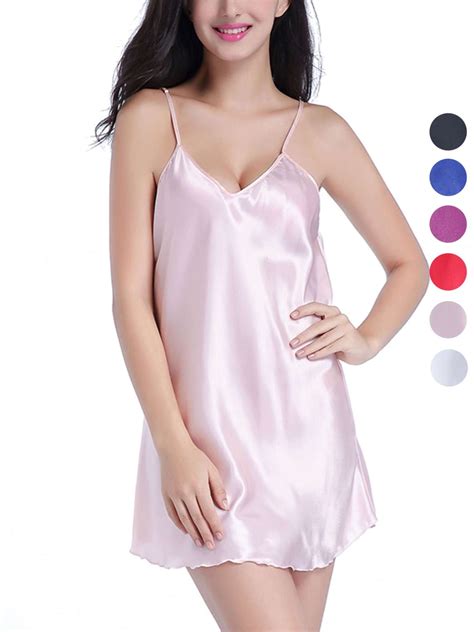 Gustave Sexy Silk Chemise Nightgowns For Women V Neck Satin Lingerie Pajamas Mini Nightdress