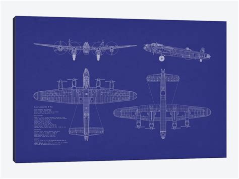 Avro Lancaster B Mk.I Blueprint Art Print | Michael Tompsett | iCanvas