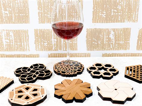 Laser Engraved & Cut Wood Coasters – Get Crafty Designs