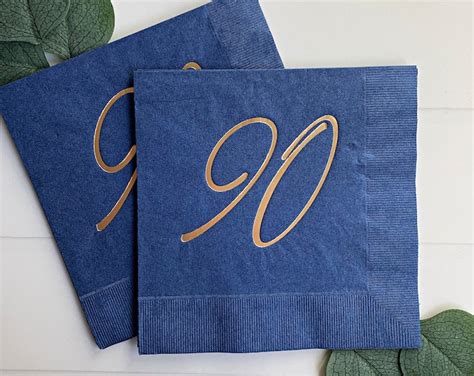 90th Birthday Luncheon Napkins Navy Gold Etsy