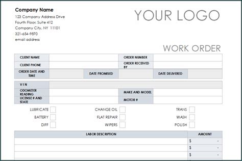 Excel Work Order Template 15 Free Excel Document Downloads Riset