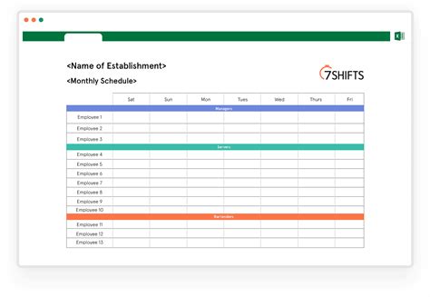 Free Employee Shift Schedule Template Database