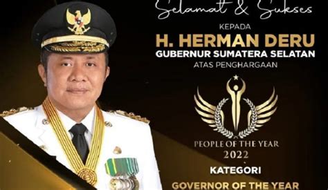 Selamat Gubernur Sumsel Herman Deru Raih Penghargaan Governor Of The