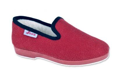 Chaussons JEVA UNIS femme rouge gris intérieur fourré laine