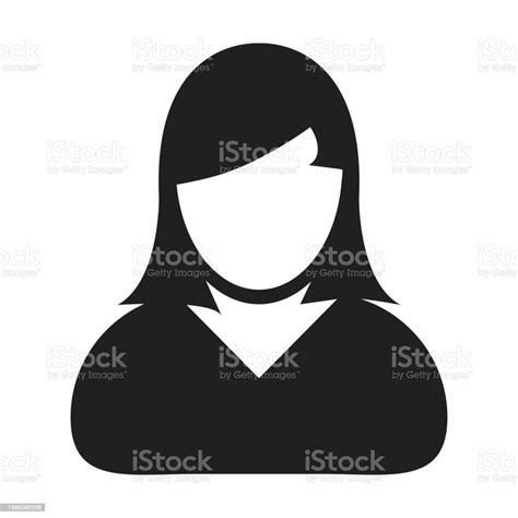 Person Icon Vector Female User Profile Avatar Symbol For Business In A Flat Color Glyph