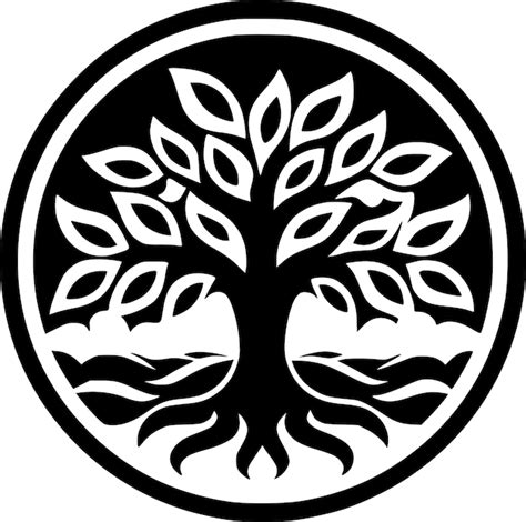 Árbol De La Vida Ilustración Vectorial En Blanco Y Negro Vector Premium