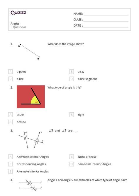 50 Complementary Supplementary Vertical And Adjacent Angles Worksheets For 2nd Year On