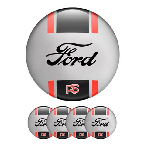 Ford Silicone Domed Stickers Black Red Logo | Wheel Center Stickers ...