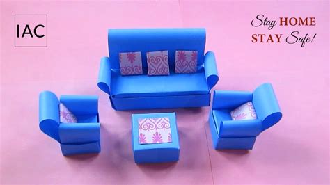 Miniature Paper Sofa Diy Origami Sofa Paper Craft Youtube