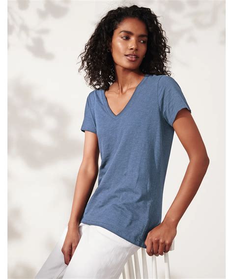 Organic Cotton V Neck T Shirt Tops And Blouses The White Company Us