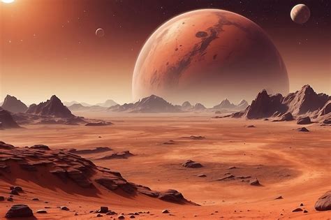 Mars Landscape Alien Planet Martian Background Premium Ai Generated Image