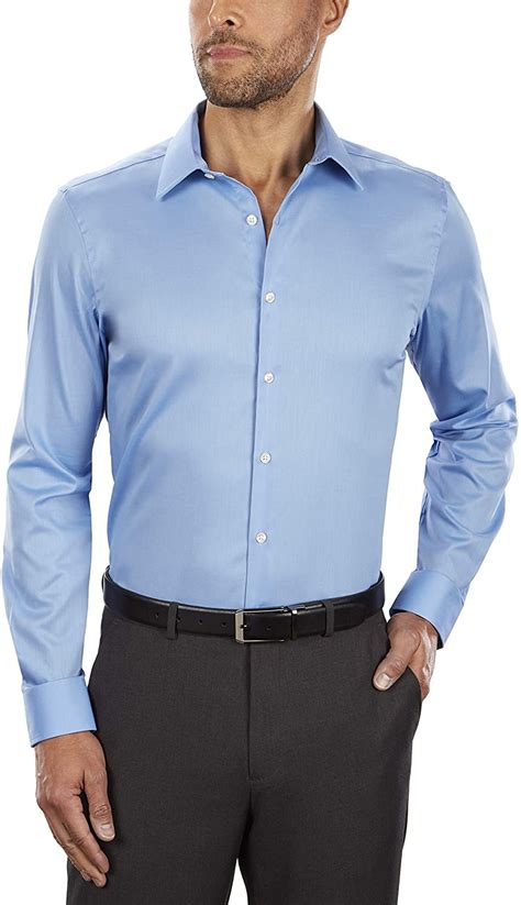 Van Heusen Mens Dress Shirt Slim Fit Flex Collar Stretch Blue Frost