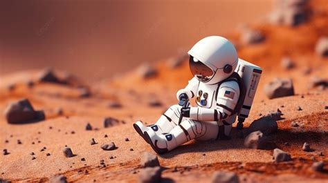 3d Illustration Of An Astronaut Seated On The Ground While Clutching A