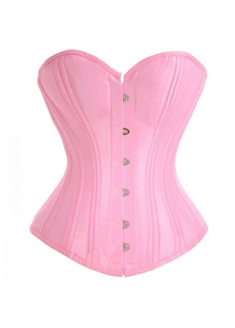 Wtob 1018 Baby Pink Taffeta Spiral Steel Boned Waist Training Overbust