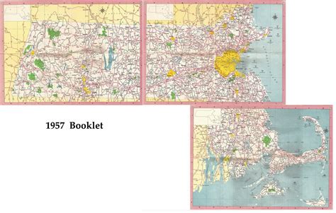 Massachusetts 1957 State Highway Map Reprint Old Maps