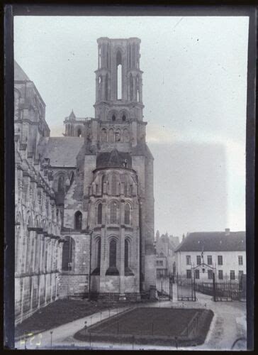 FRANCE Cathédrale Notre Dame de Laon PHOTO NEGATIVE c1900 Plaque verre