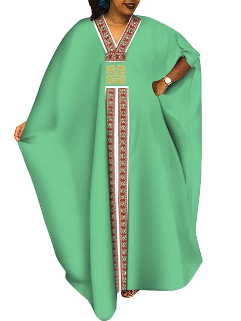 BintaRealWax African Women's Loose Dress Traditional fine embroidery