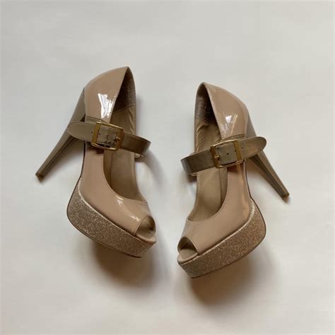 Steve Madden Nude And Glitter Heels Size Depop
