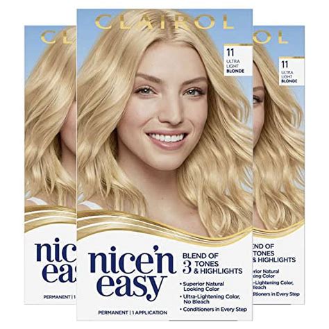 Clairol Nice N Easy Permanent Hair Dye 11 Ultra Light Blonde Hair Color Pack Of 3 Walmart