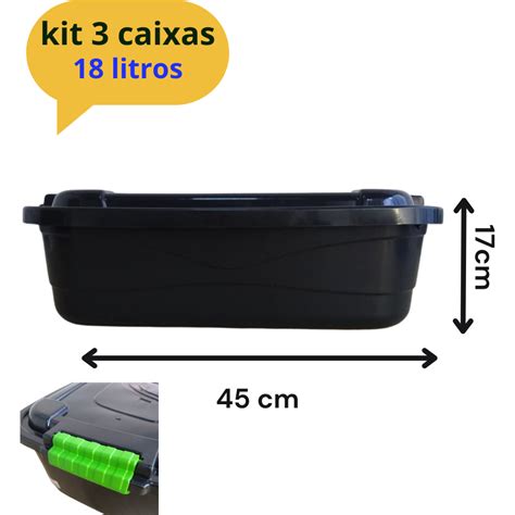 Kit 3 Caixa Organizadora Container Multiuso Cesto 18 Litros C Tampa E