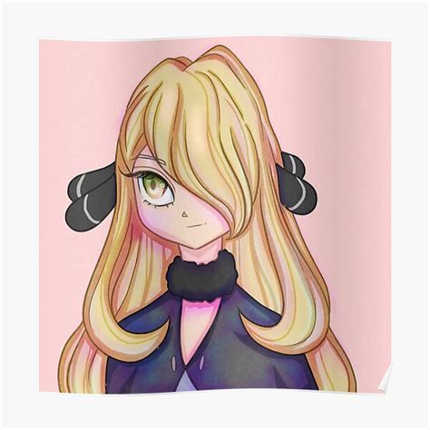 cynthia sinnoh champion background poster  starryverdi redbubble