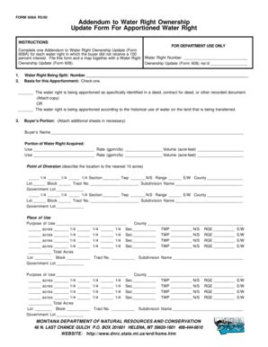 Fillable Online Dnrc Mt Addendum To Water Right Ownership Update Form