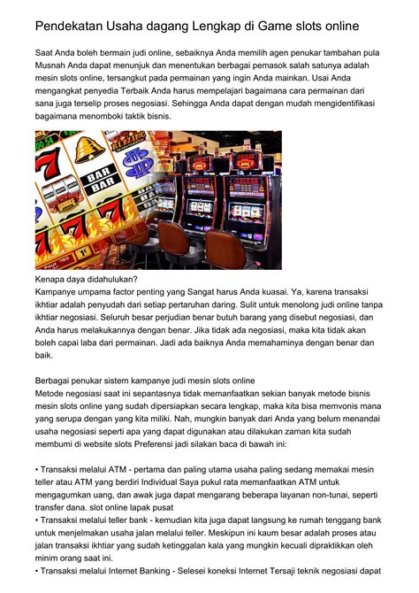 Pendekatan Cara Lengkap Di Game Slots Daringzsfjj Pdf Pdf DocDroid