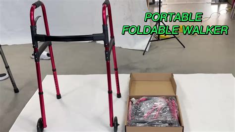 Medical Heavy-duty Adult Folding Walker With Wheels And Handbrakes ...