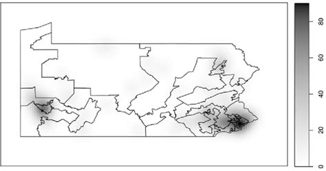 Pennsylvania Population Density. (Source: Compiled by the authors using... | Download Scientific ...