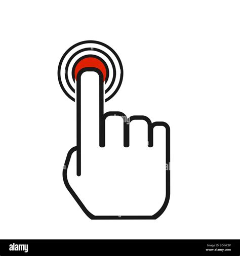 Click icon, finger press, hand click, button, touch vector symbol isolated on white background ...