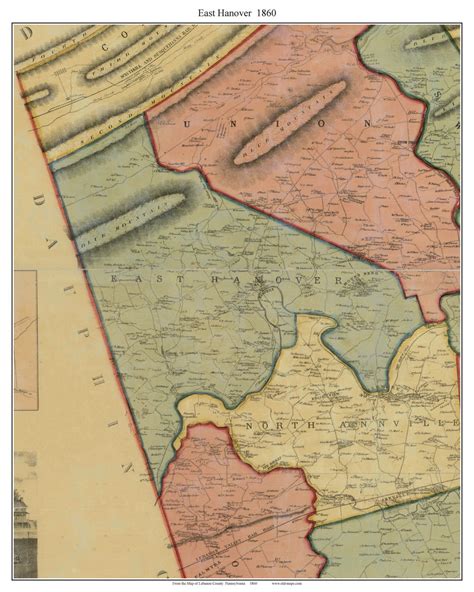 East Hanover Township Pennsylvania 1860 Old Town Map Custom Print