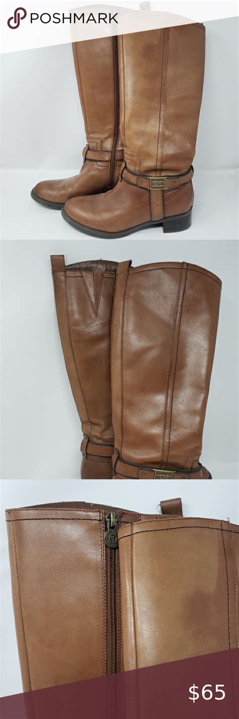 Etienne Aigner Brown Leather Knee High Boots Brown Leather Knee