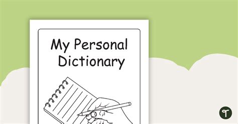 My Personal Dictionary Template Black And White Teach Starter