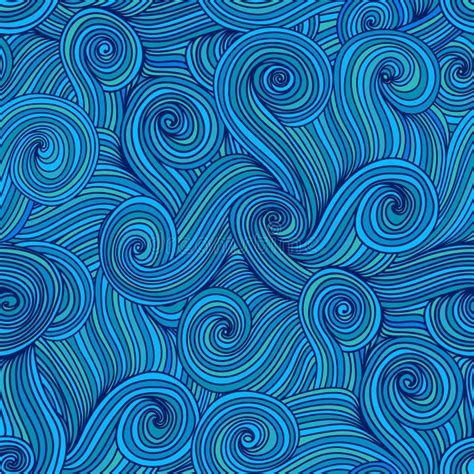 Seamless Abstract Hand Drawn Waves Texture Wavy Background Sea Stock